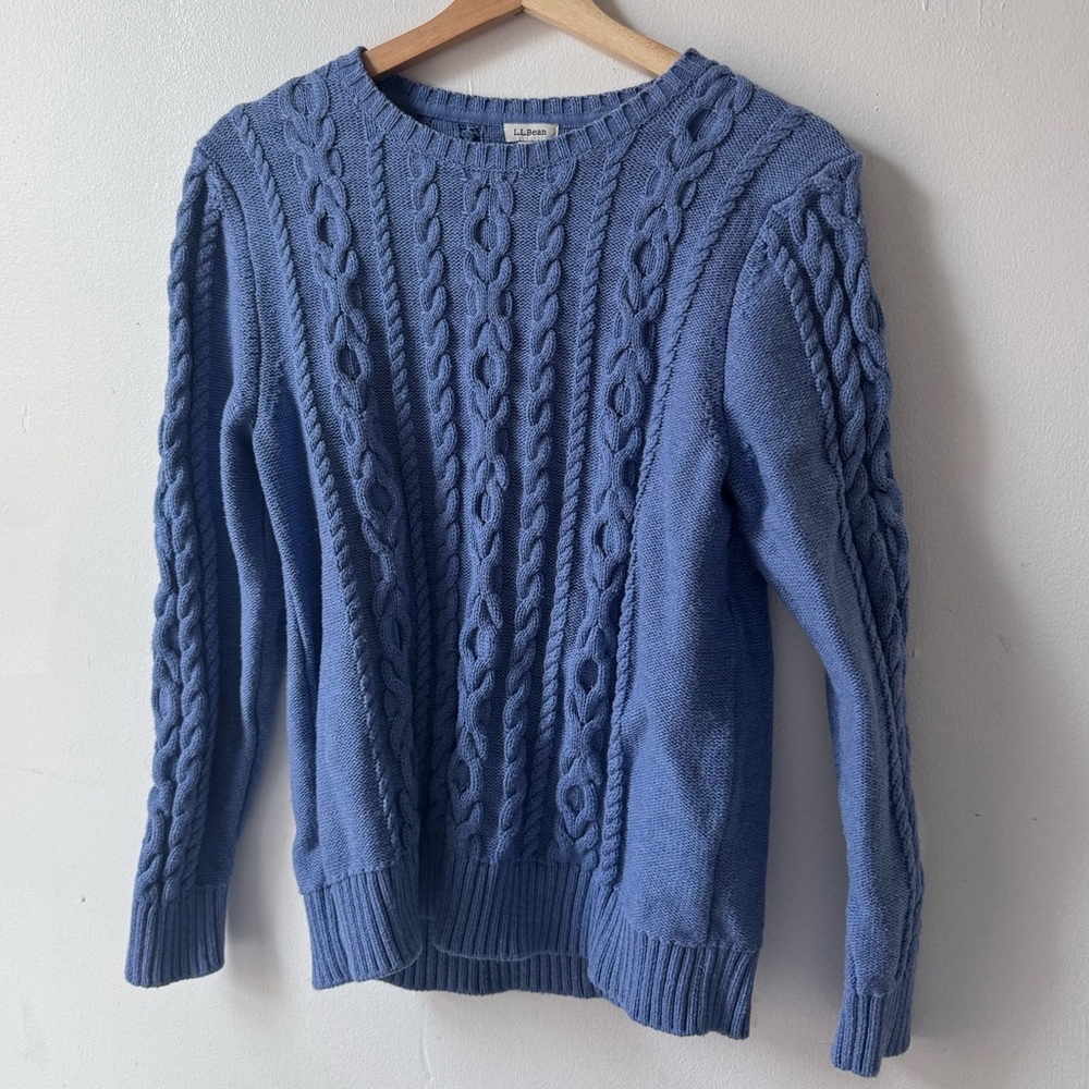 COBALT BLUE LL BEAN CABLE KNIT SWEATER